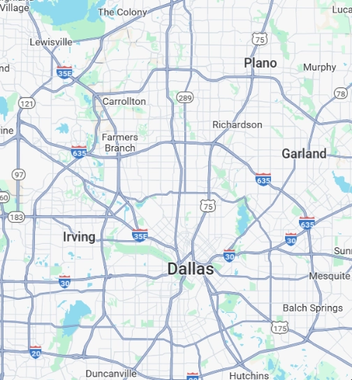 Dallas Texas Service Area Map - Freedom Properties Direct Map of Dallas Texas showing areas where we buy houses fast for cash