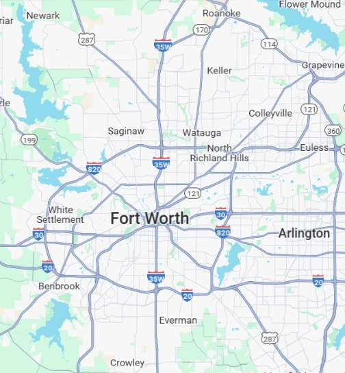 Sell Your House Fast in Fort Worth - Freedom Properties Direct Service Areas Map of Fort Worth Texas showing where you can sell your house fast for cash with no repairs